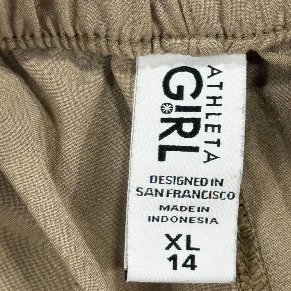 Athleta Girl Khaki Run Free Cargo Joggers Size 14 XL